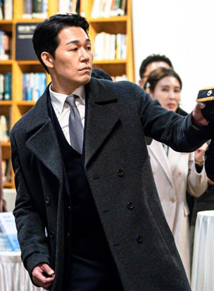 Harpoon Hwang Deuk-Goo Inspired Black Wool Coat - Rugal Style