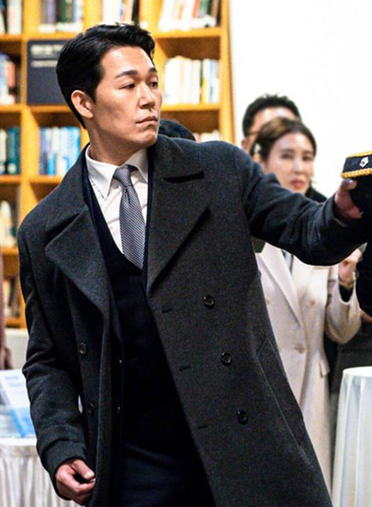 Harpoon Hwang Deuk-Goo Inspired Black Wool Coat - Rugal Style