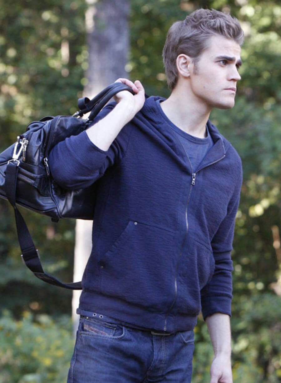 Harpoon Stefan Salvatore Inspired Blue Hooded Jacket - The Vampire Diaries S02 Style