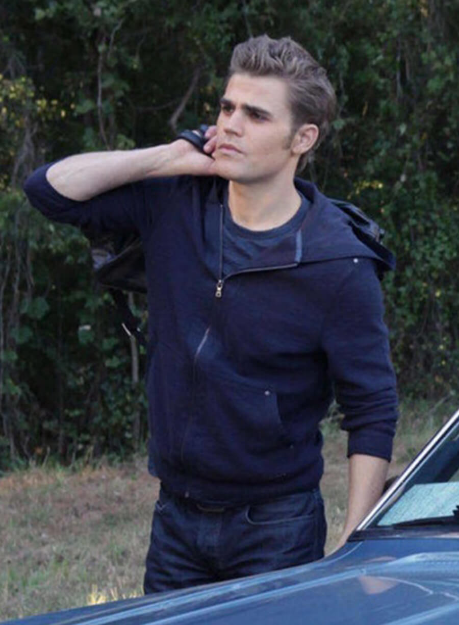 Harpoon Stefan Salvatore Inspired Blue Hooded Jacket - The Vampire Diaries S02 Style