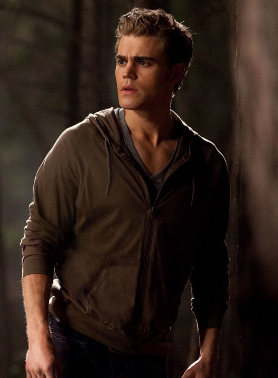 Harpoon Stefan Salvatore Inspired Brown Hooded Jacket - The Vampire Diaries S02 Style