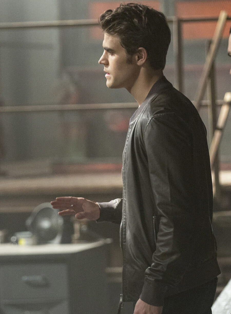 Harpoon Stefan Salvatore Inspired Black Bomber Jacket - Vampire Diaries S08 Style