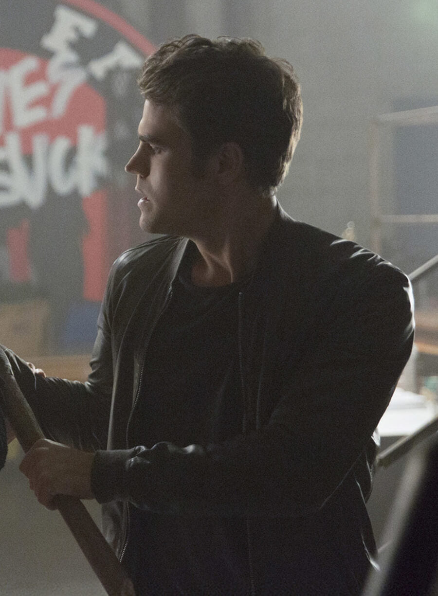 Harpoon Stefan Salvatore Inspired Black Bomber Jacket - Vampire Diaries S08 Style