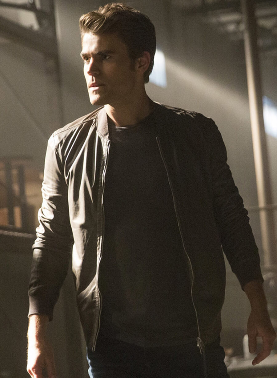 Harpoon Stefan Salvatore Inspired Black Bomber Jacket - Vampire Diaries S08 Style