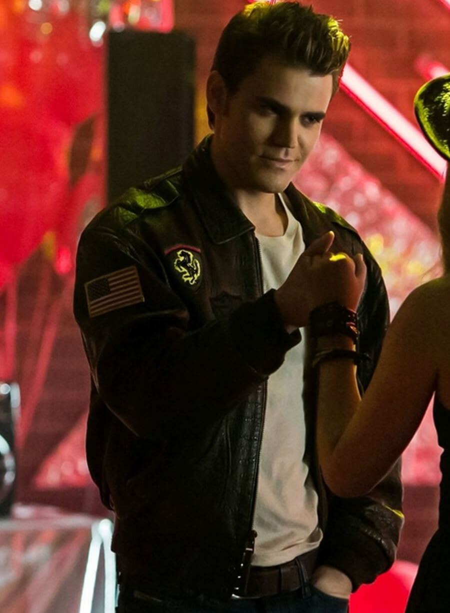 Harpoon Stefan Salvatore Inspired Black Leather Jacket - Vampire Diaries S04 Style