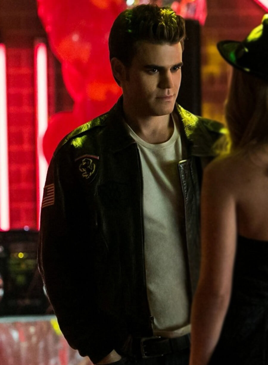 Harpoon Stefan Salvatore Inspired Black Leather Jacket - Vampire Diaries S04 Style