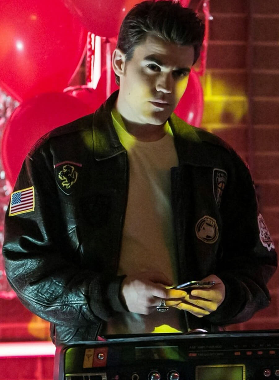 Harpoon Stefan Salvatore Inspired Black Leather Jacket - Vampire Diaries S04 Style