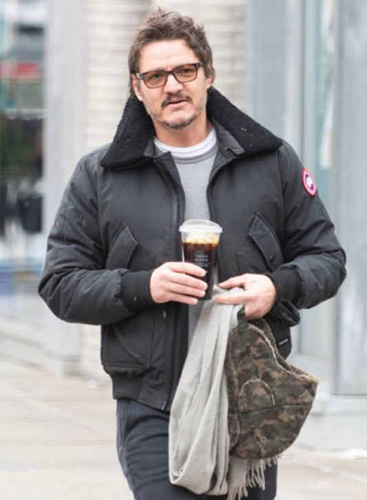 Harpoon Pedro Pascal Shearling Inspired Black Leather Jacket