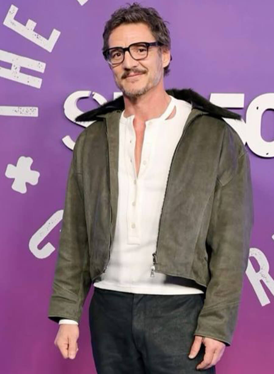 Harpoon Pedro Pascal Suede Inspired Olive Green Leather Jacket