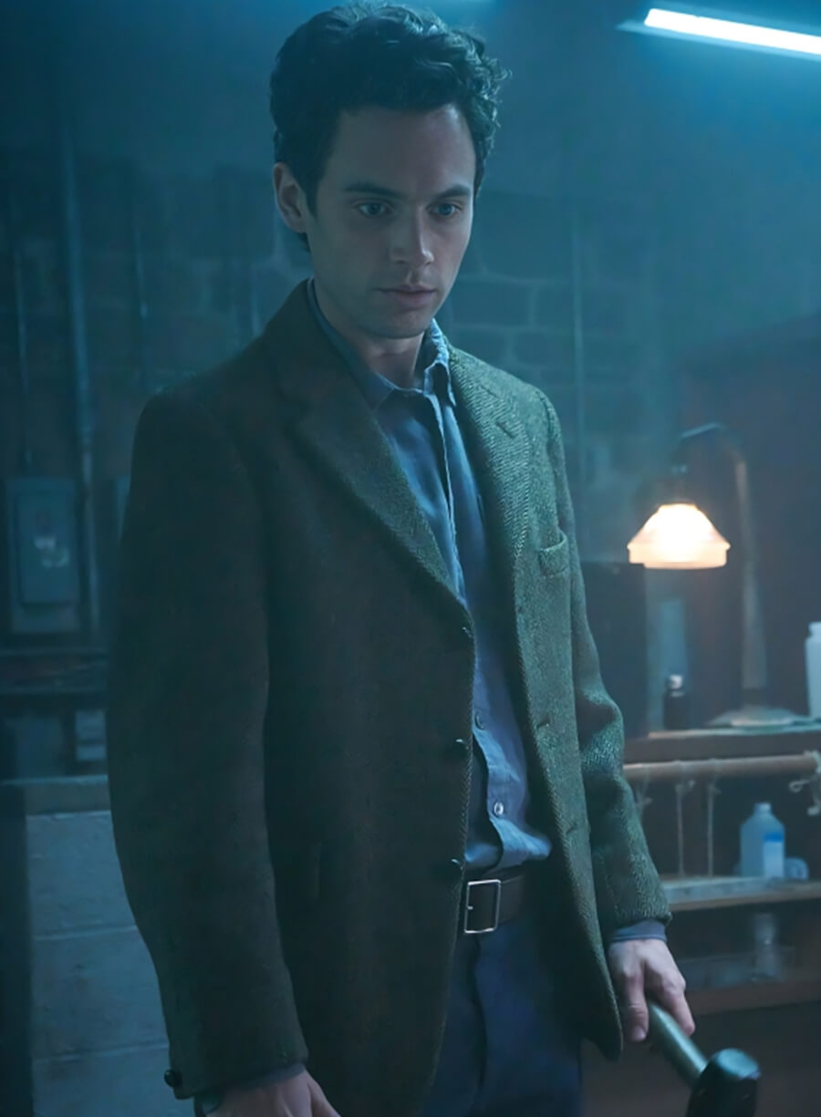 Harpoon Joe Goldberg Inspired Brown Wool Fabric Coat - You Tv Series Style