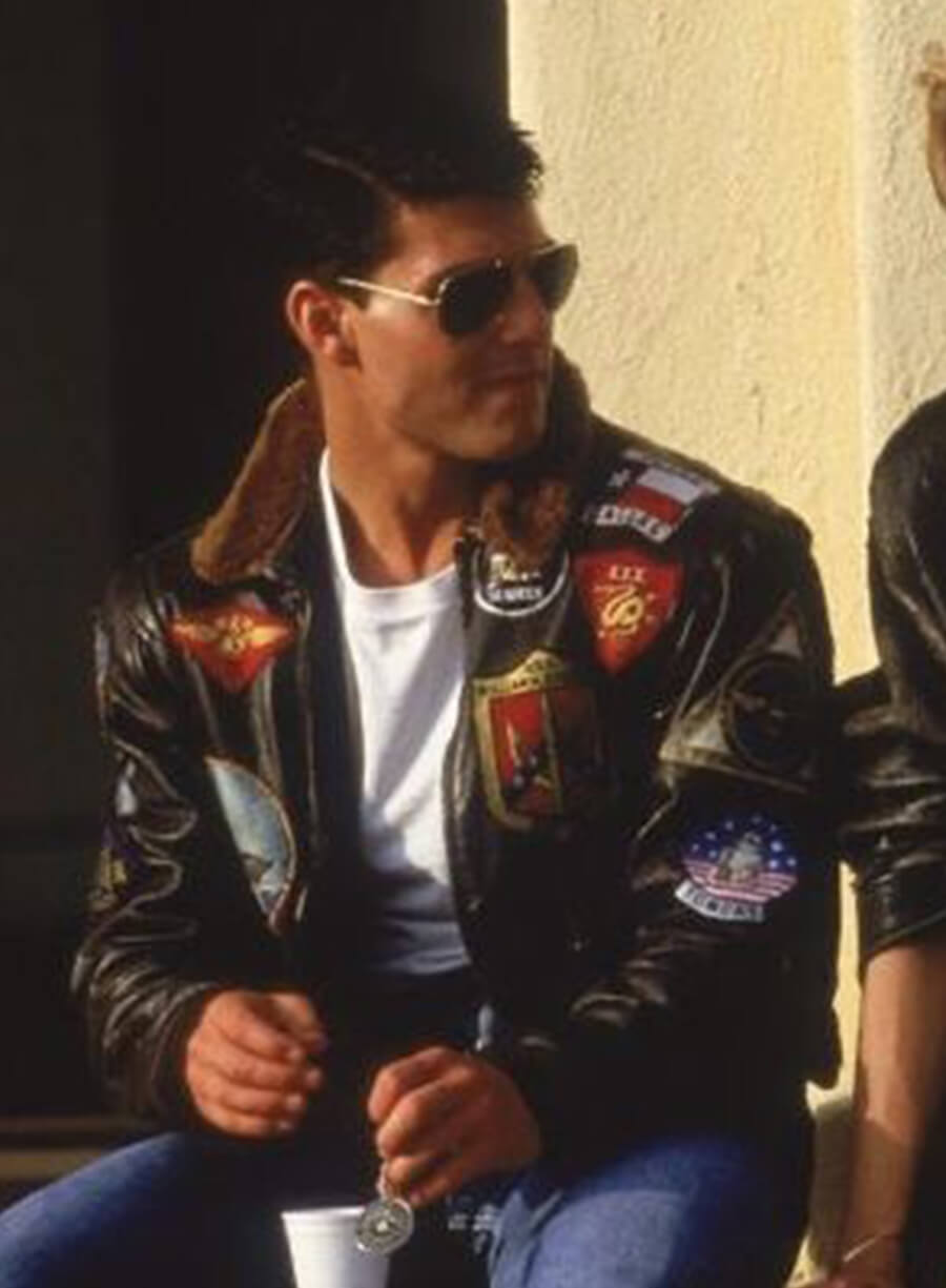 Harpoon Pete Mitchell Inspired Black Leather Jacket - Top Gun Style