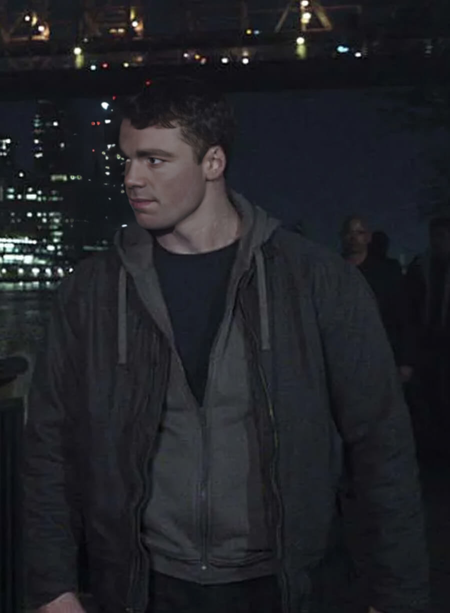 Harpoon Peter Sutherland Inspired Grey Leather Jacket - The Night Agent S02 Style