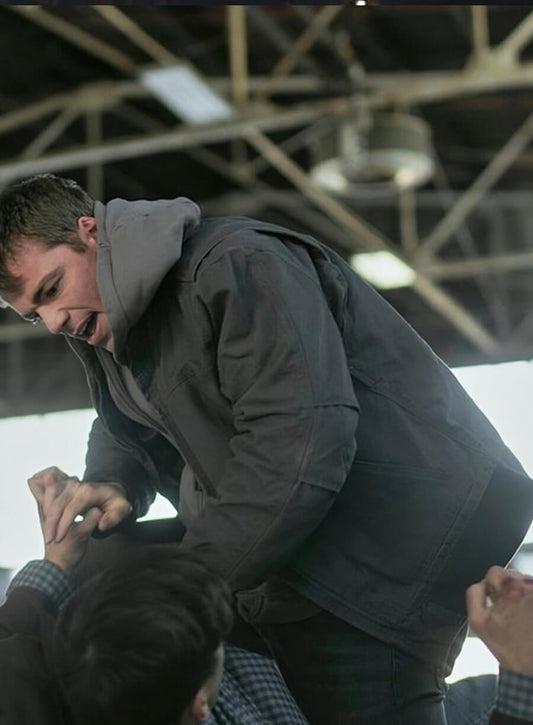 Harpoon Peter Sutherland Inspired Grey Leather Jacket - The Night Agent S02 Style