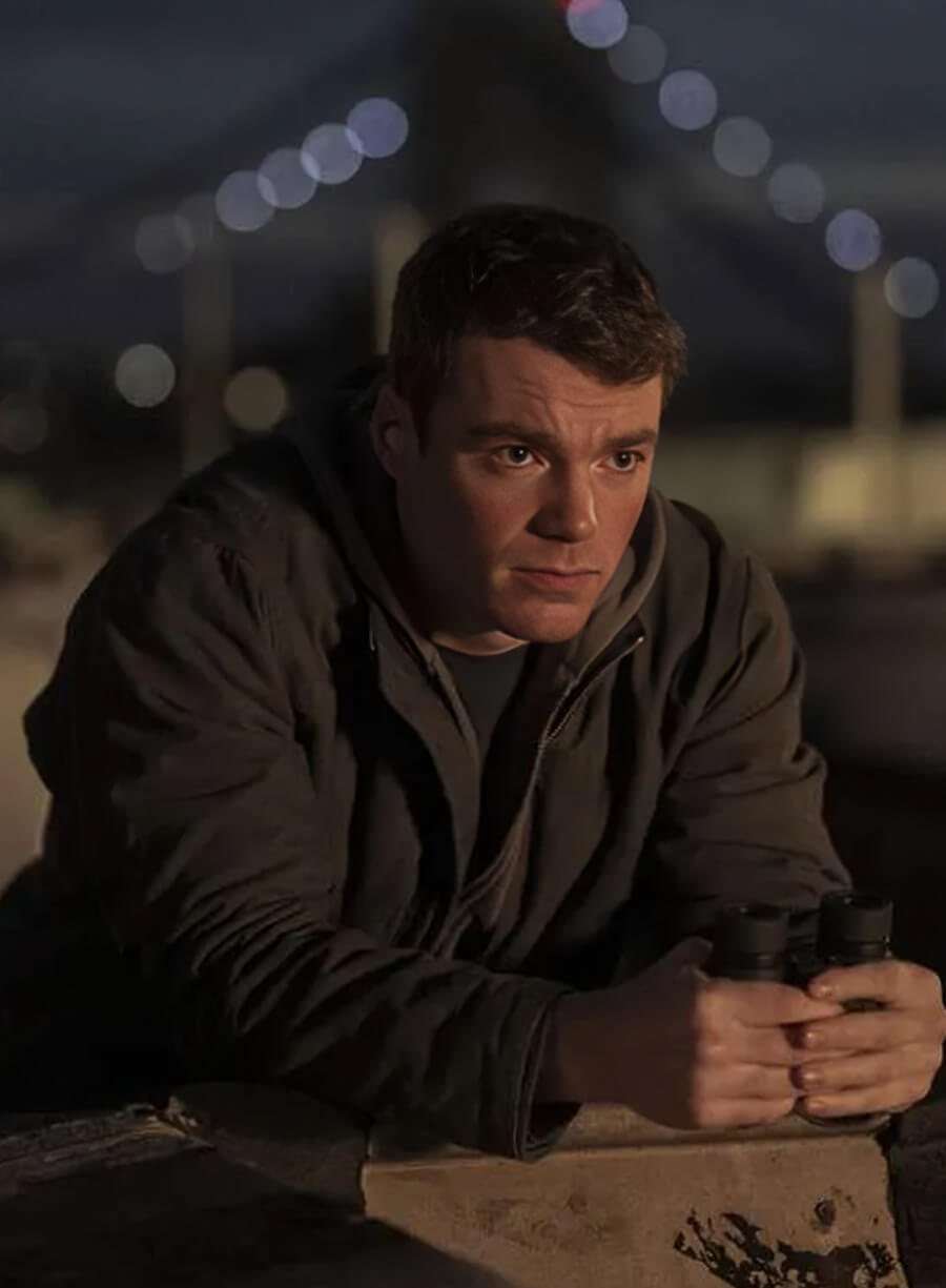 Harpoon Peter Sutherland Inspired Grey Leather Jacket - The Night Agent S02 Style