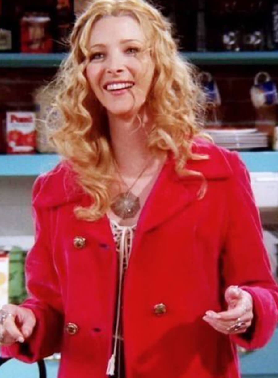 Harpoon Phoebe Buffay Inspired Red Wool Fabric Coat - Friends Style