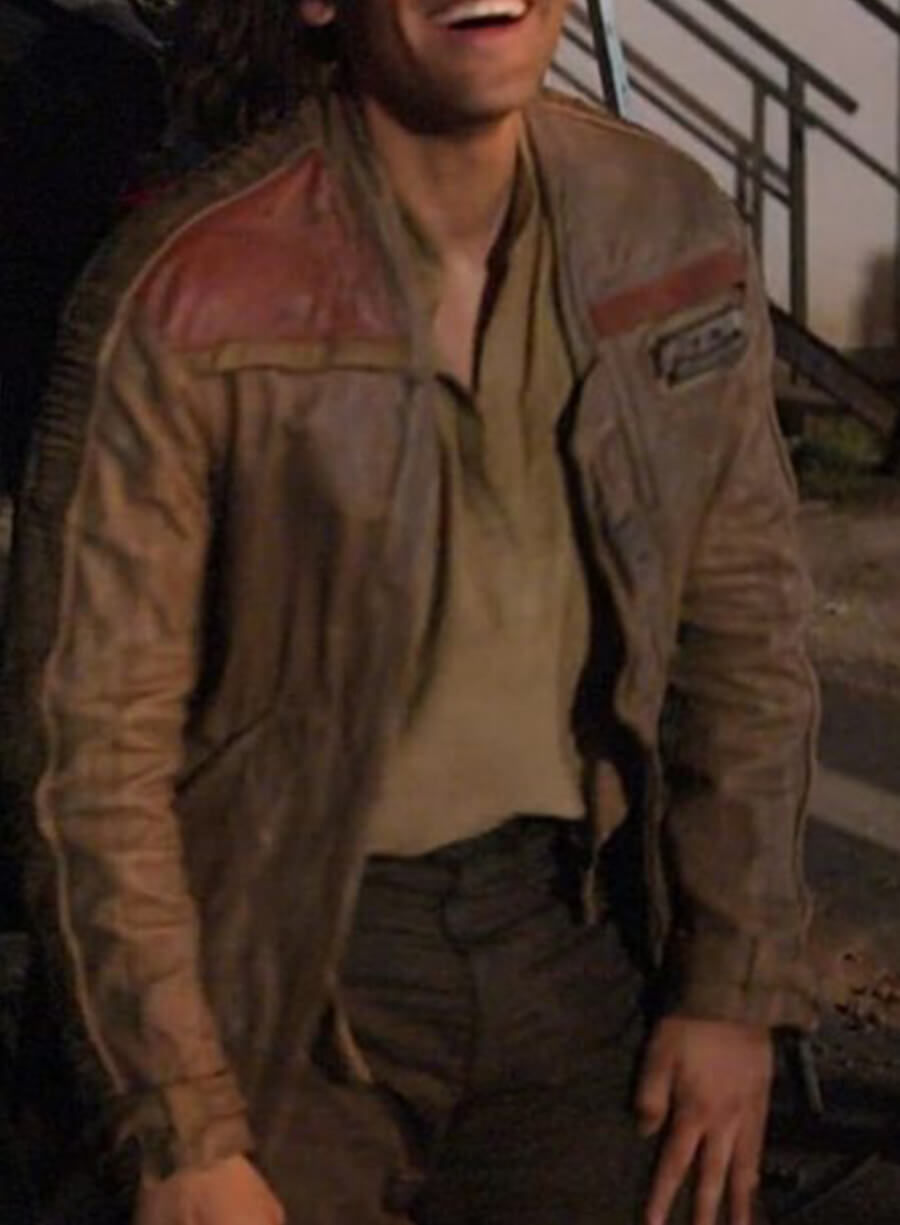 Harpoon Poe Dameron Inspired Brown Rea Leather Leather Jacket - Star Wars: The Force Awakens Style