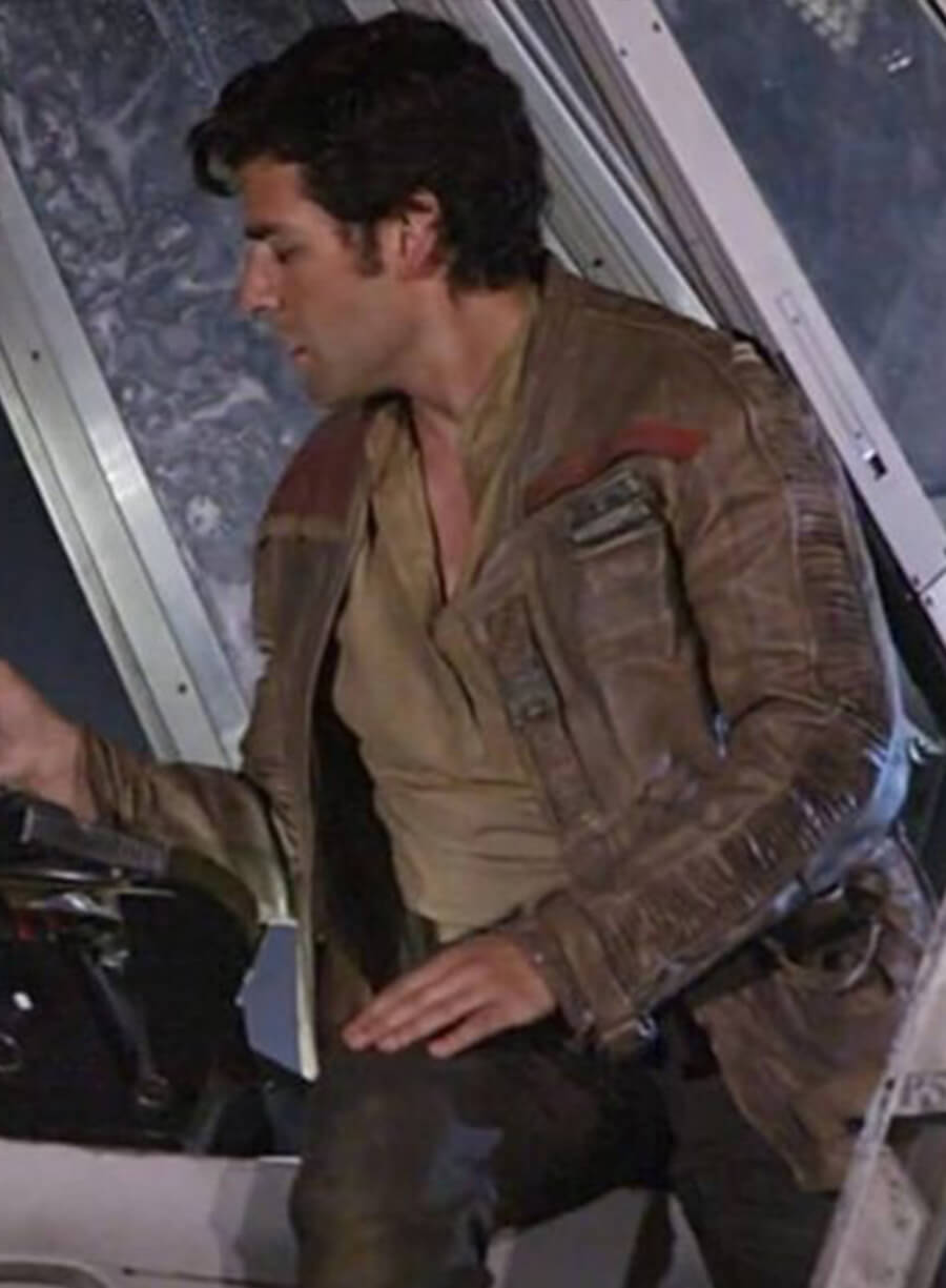Harpoon Poe Dameron Inspired Brown Rea Leather Leather Jacket - Star Wars: The Force Awakens Style