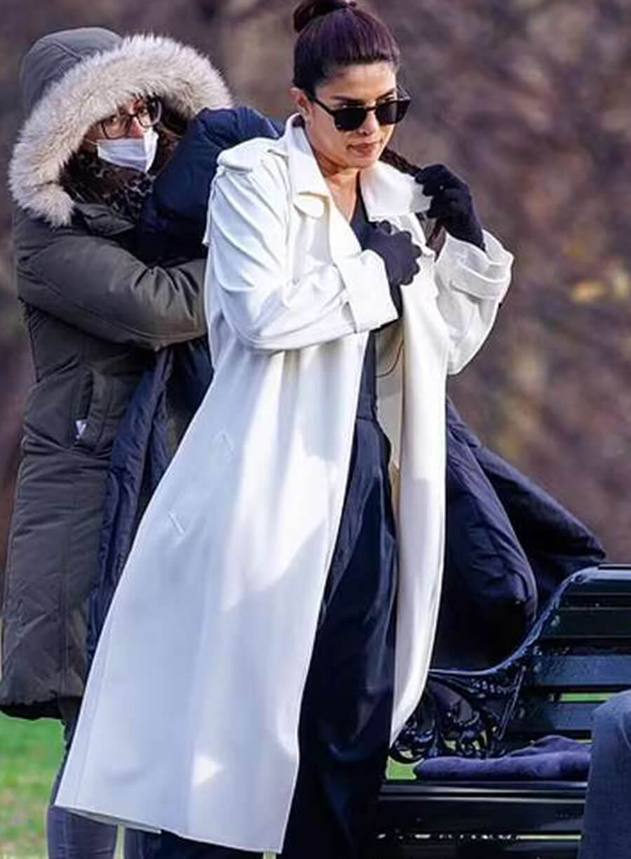 Harpoon Nadia Sinh Inspired White Cotton Fabric Coat - Citadel 2023 Style