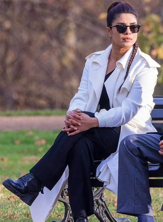 Harpoon Nadia Sinh Inspired White Cotton Fabric Coat - Citadel 2023 Style