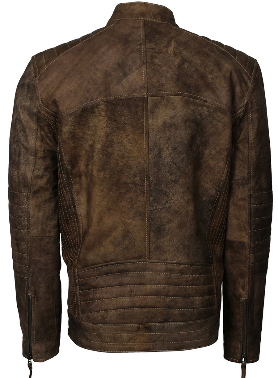 Harpoon Quilted Sleeves Distressed Inspired Brown Distressed Leather Leather Jacket