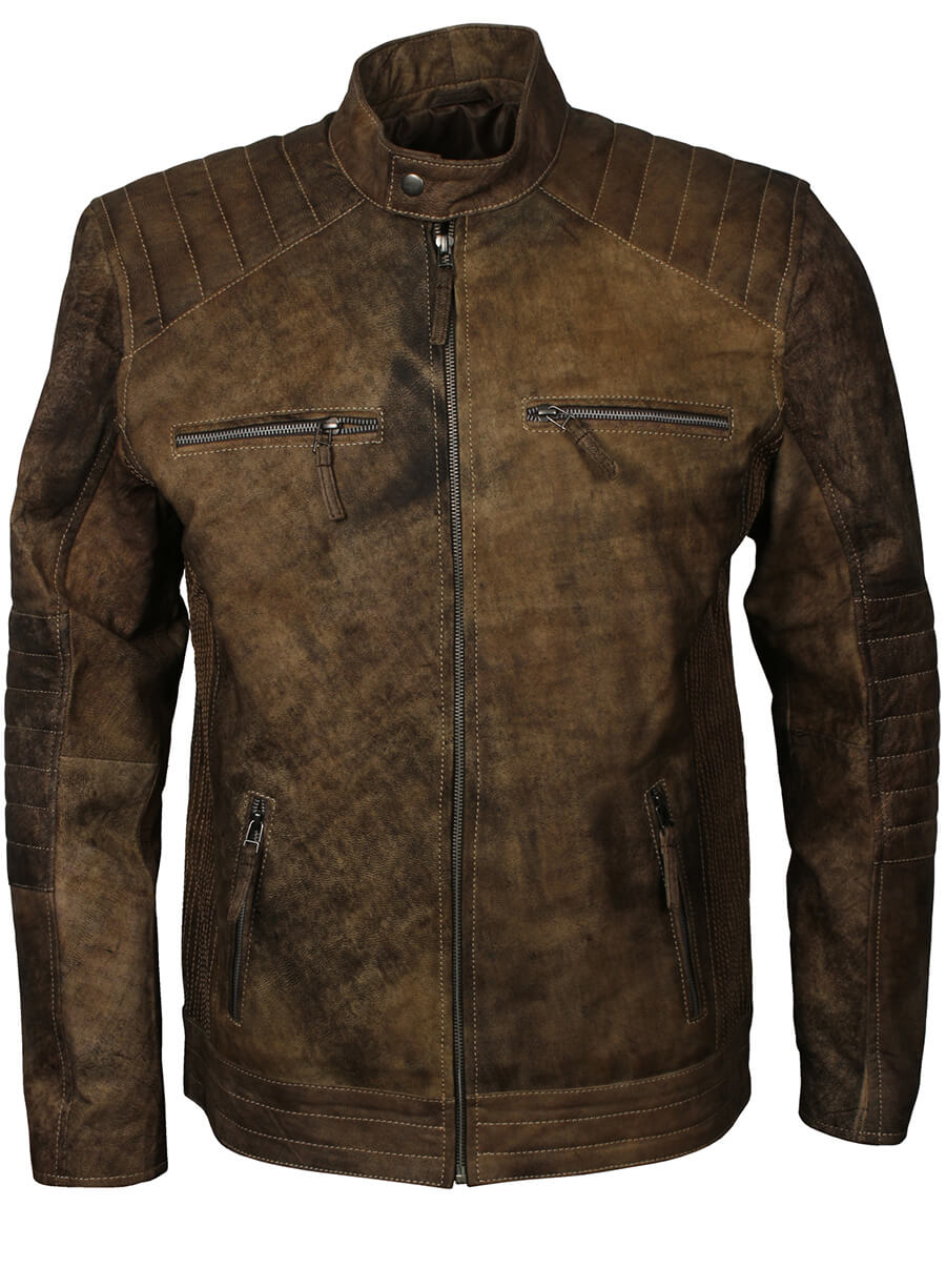 Harpoon Quilted Sleeves Distressed Inspired Brown Distressed Leather Leather Jacket