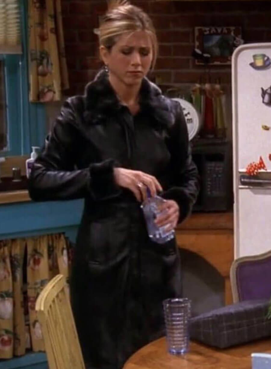 Harpoon Rachel Green Inspired Black Real Leather Coat - Friends Style