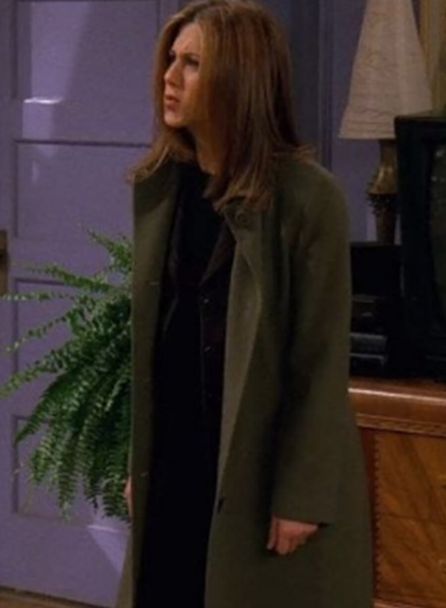 Harpoon Rachel Green Inspired Green Wool Fabric Coat - Friends Style
