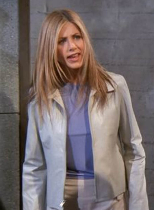 Harpoon Rachel Green Inspired Silver Real Leather Leather Jacket - Friends Style