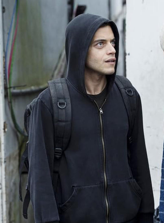 Harpoon Elliot Alderson Inspired Black Hooded Jacket - Mr. Robot Style