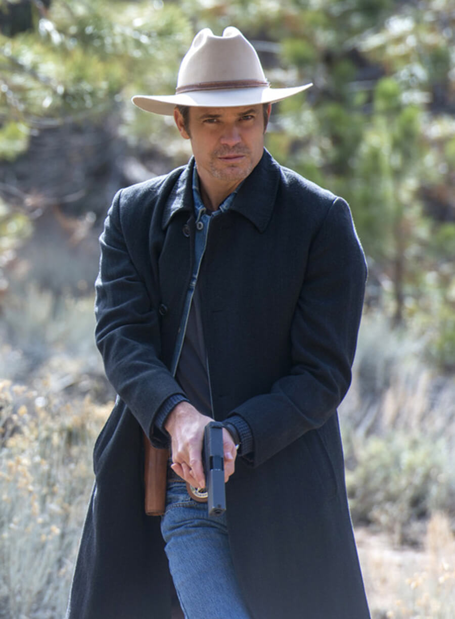 Harpoon Raylan Givens Inspired Black Wool Fabric Coat - Justified Style