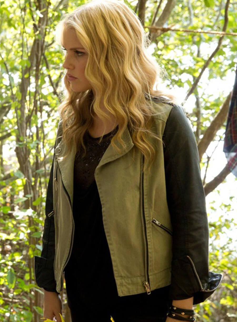 Harpoon Rebekah Mikaelson Inspired Green & Black Leather Jacket - The Originals Style