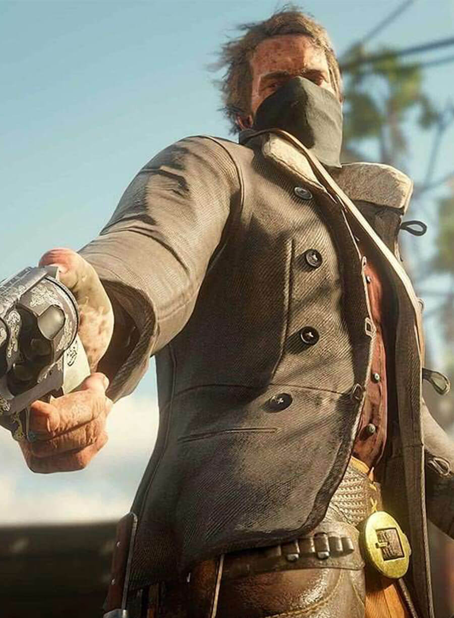 Harpoon Scout Inspired Off-White Leather Jacket - Red Dead Redemption Style