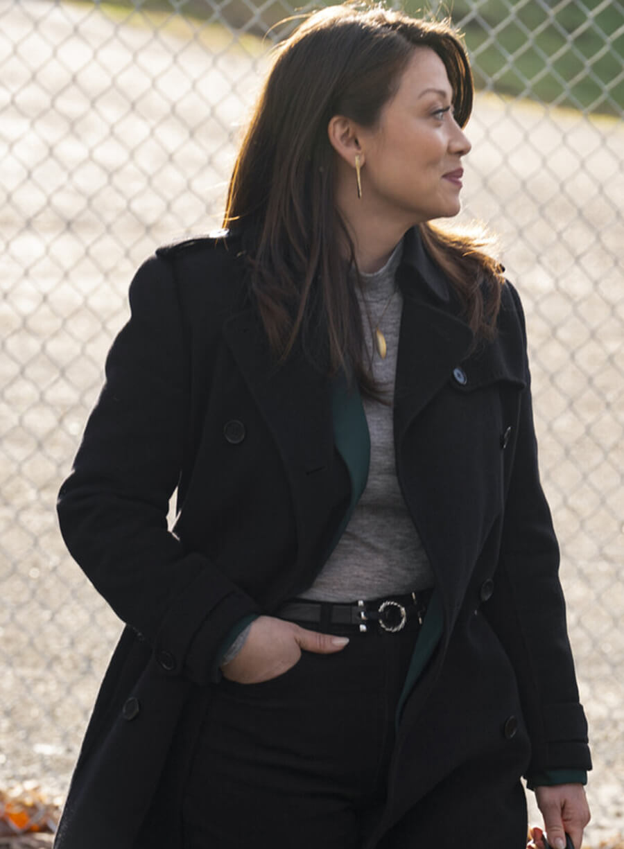 Harpoon Reenie Greene Inspired Black Wool Fabric Coat - Tracker Style