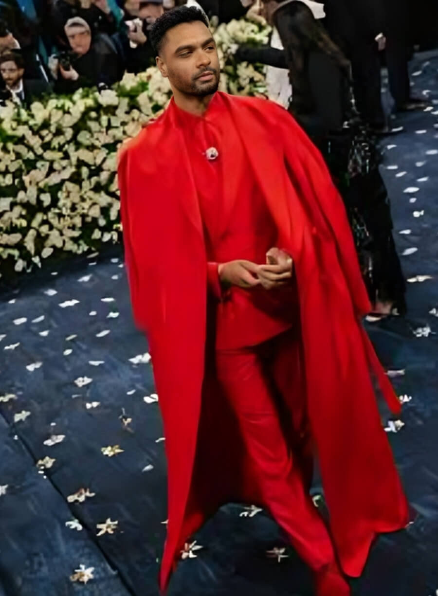 Harpoon Reg�-Jean Page Inspired Red Wool Coat - Met Gala 2025 Style