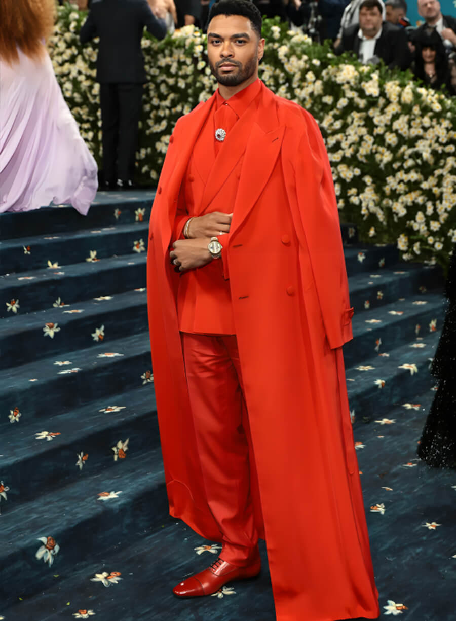 Harpoon Reg�-Jean Page Inspired Red Wool Coat - Met Gala 2025 Style
