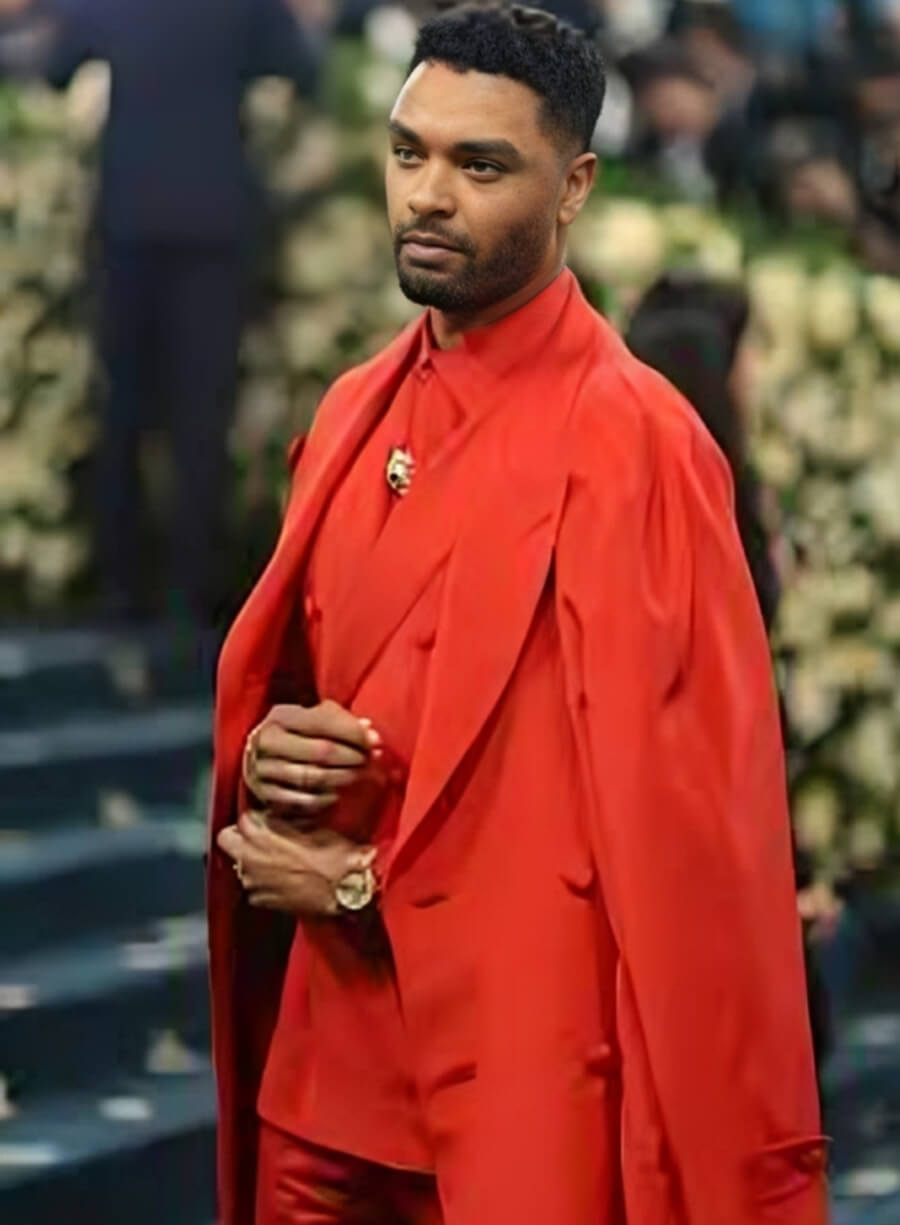 Harpoon Reg�-Jean Page Inspired Red Wool Coat - Met Gala 2025 Style