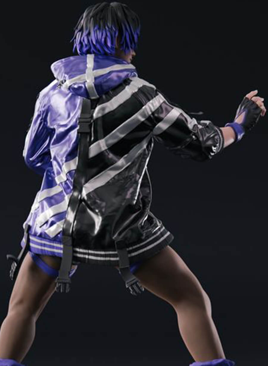 Harpoon Reina Mishima Inspired Black & Purple Hooded Jacket - Tekken 8 Style