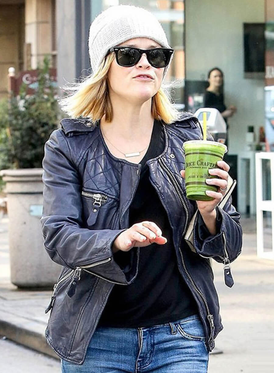 Harpoon Resee Witherspoon Inspired Black Leather Jacket