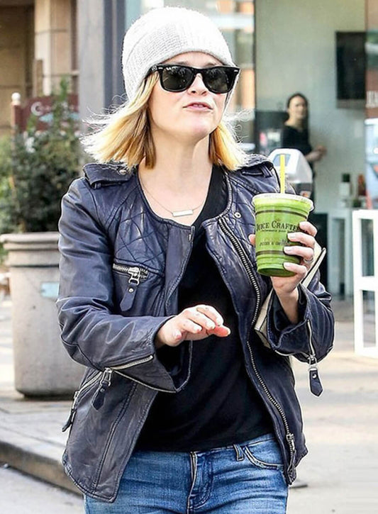 Harpoon Resee Witherspoon Inspired Black Leather Jacket