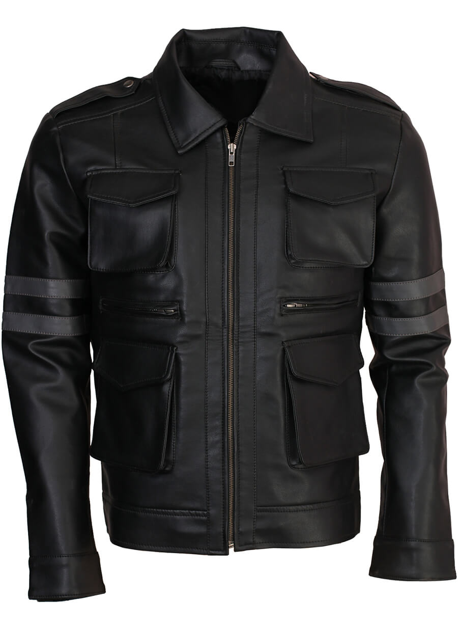 Harpoon Resident Evil 6 Leon Kennedy Inspired Black Leather Jacket