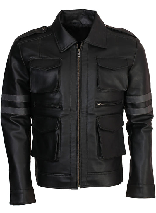 Harpoon Resident Evil 6 Leon Kennedy Inspired Black Leather Jacket