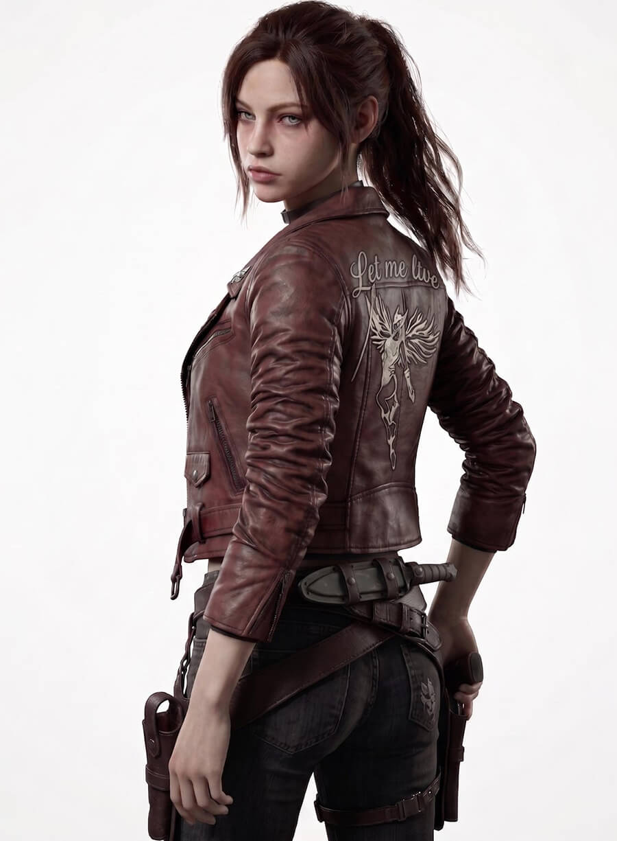 Harpoon Claire Redfield Inspired Red Leather Jacket - Resident Evil Code Veronica Style