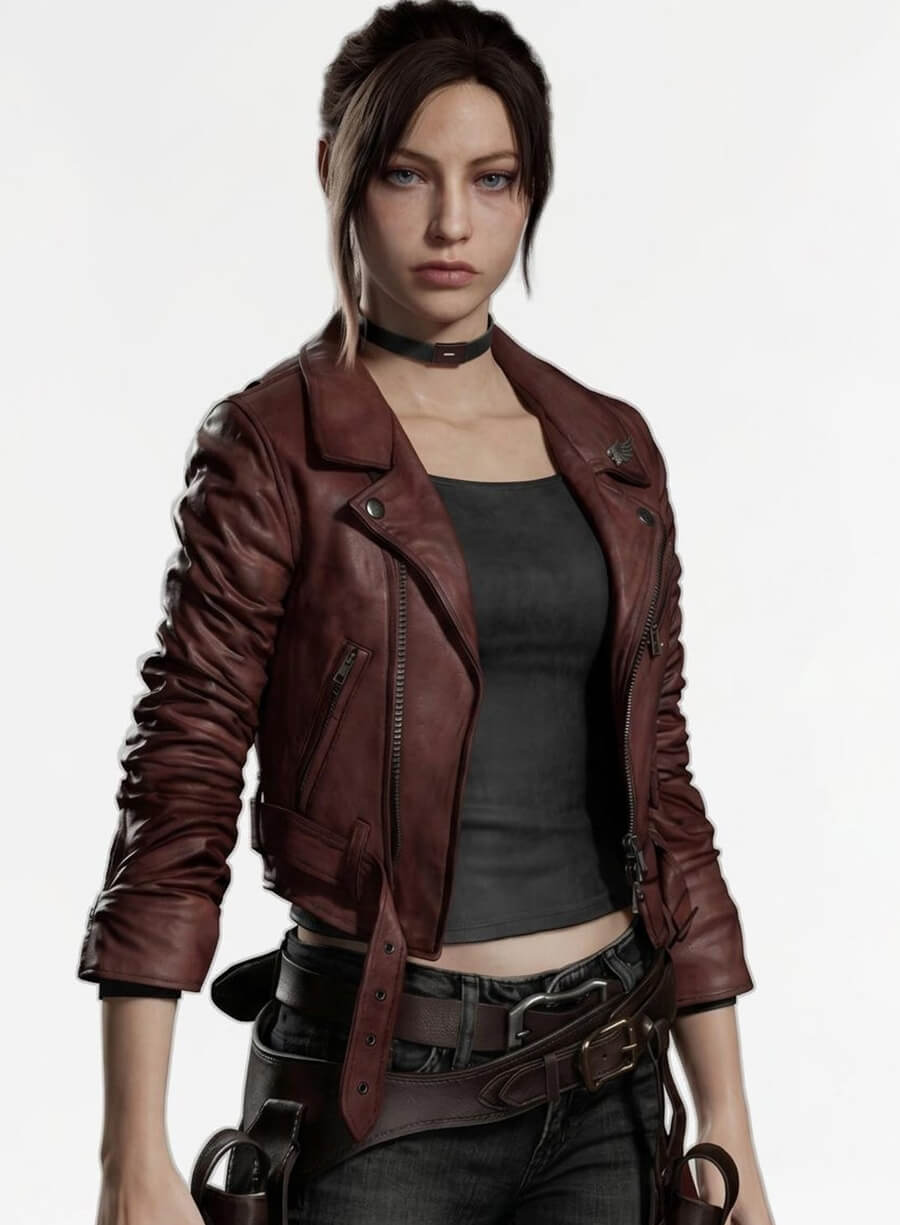 Harpoon Claire Redfield Inspired Red Leather Jacket - Resident Evil Code Veronica Style