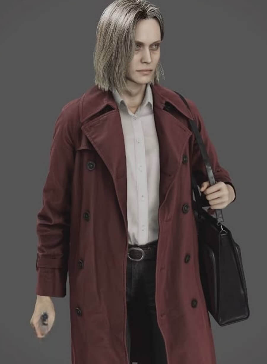 Harpoon Alyssa Ashcroft Inspired Maroon Cotton Fabric Coat - Resident Evil Requiem Style