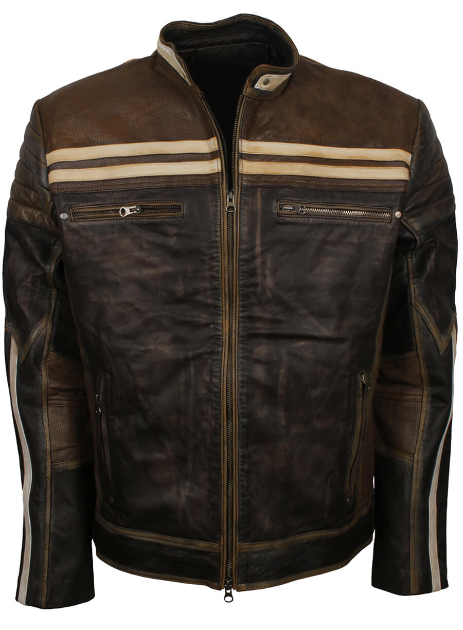 Harpoon Retro Distressed Inspired Brown Leather Jacket