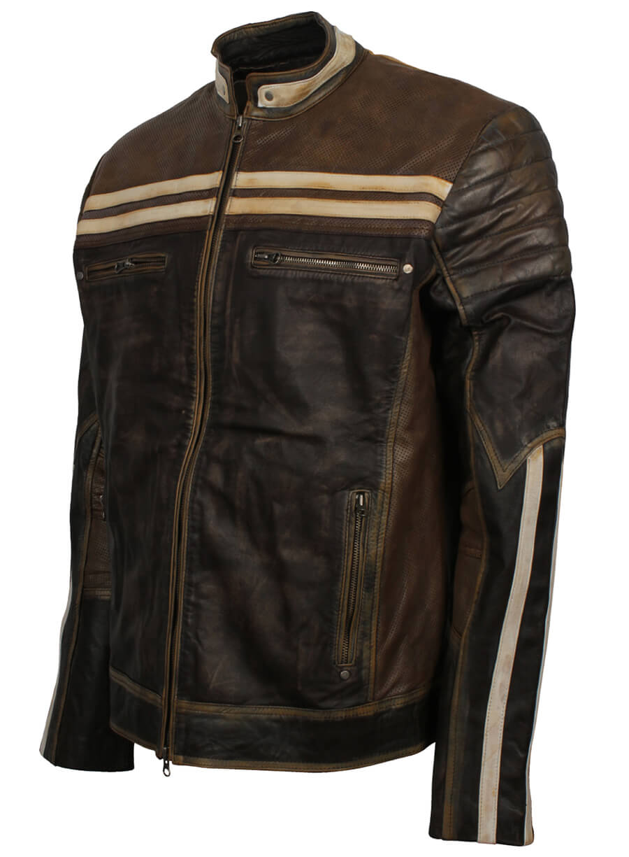 Harpoon Retro Distressed Inspired Brown Leather Jacket
