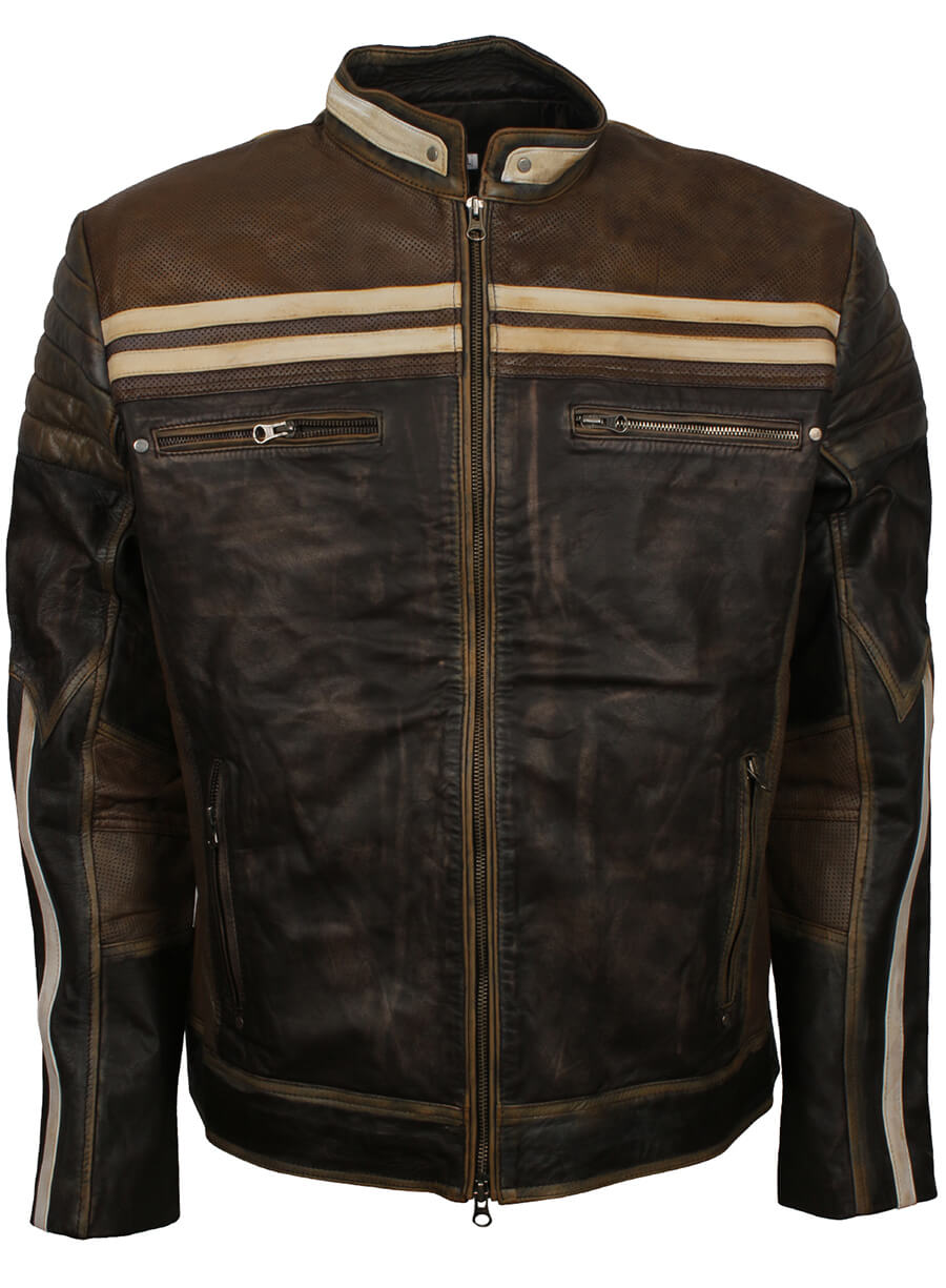 Harpoon Retro Distressed Inspired Brown Leather Jacket