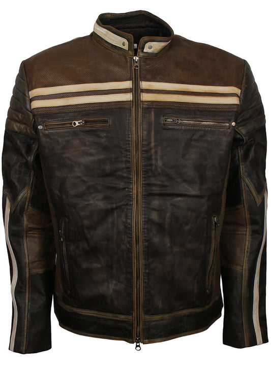 Harpoon Retro Distressed Inspired Brown Leather Jacket