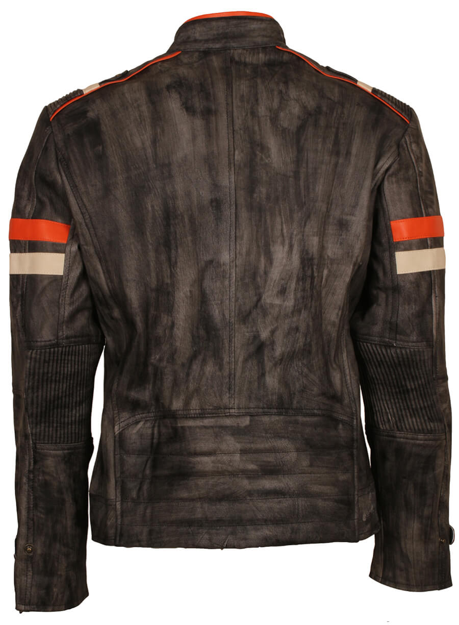 Harpoon Retro Distressed Inspired Grey Biker Jacket
