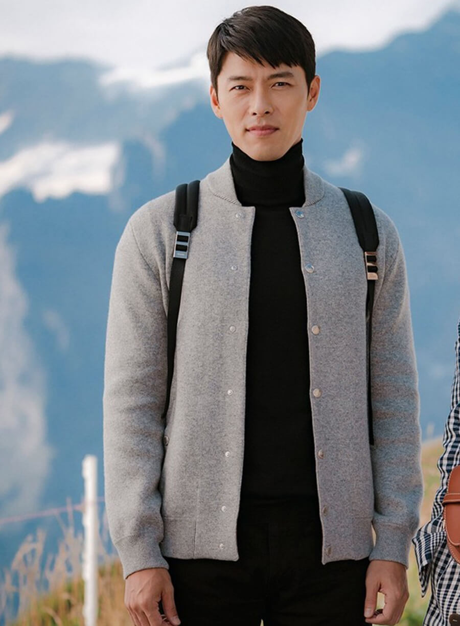 Harpoon Ri Jeong-hyeok Inspired Grey Leather Jacket - Crash Landing on You Style
